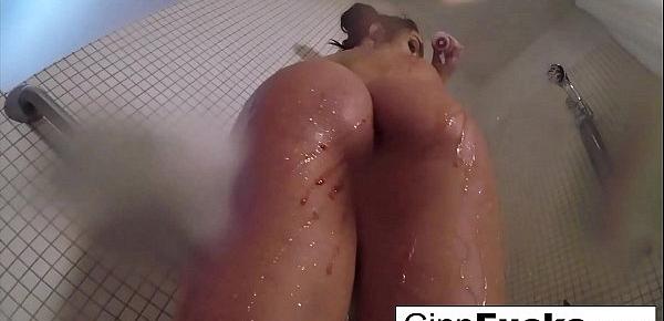  Christiana Cinn glitters up her shower and bathtub!